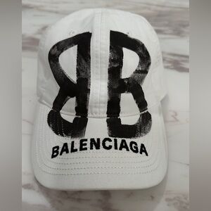 Balenciaga White Cap with Black Label